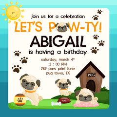 pug birthday invitation