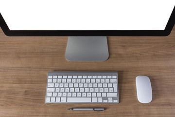 modern computer screen with keyboard and mouse