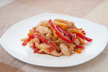 chicken and vegetables stir fried