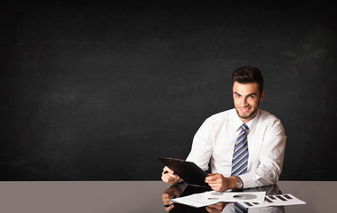 Business man with black background