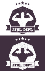 Athletic dept. t-shirt grunge design with athlete, eps10