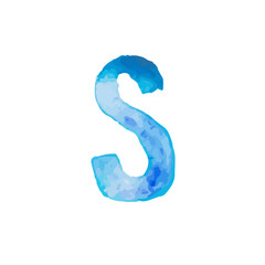 Fototapeta premium Letter S Colorful watercolor aquarelle font type handwritten