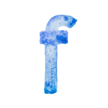 Letter F Colorful watercolor aquarelle font type handwritten