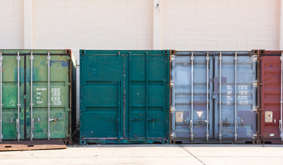 cargo containers in storage area