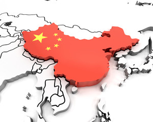 3d china map with national flag
