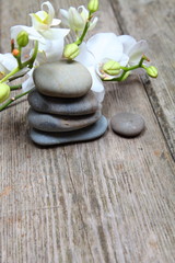 Fototapeta na wymiar Zen stones and orchid