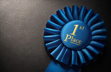 First place award rosette with copy space