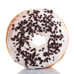 Delicious donut with icing isolated on white