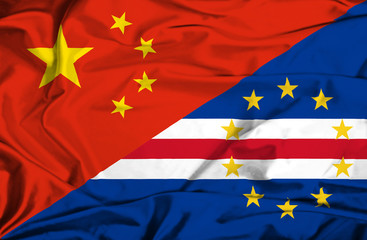 Waving flag of Cape Verde and China