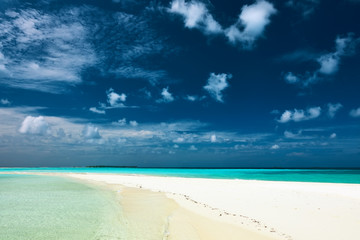 Beautiful beach with sandspit at Maldives
