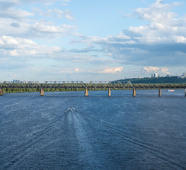 Summer landscape of the Dnieper in Kyiv