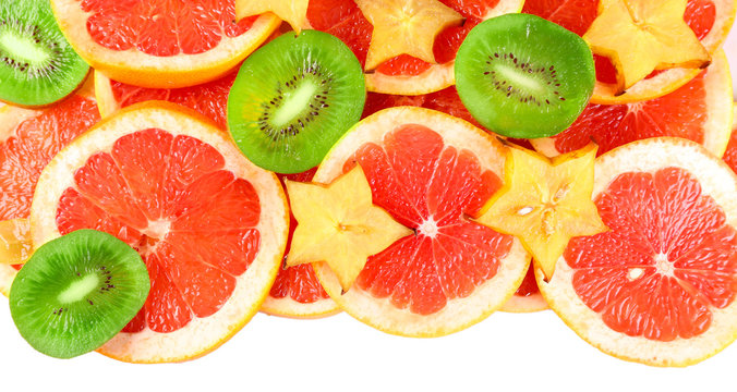 Sliced fruits close-up