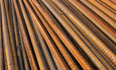 Metal rusty reinforcement bars