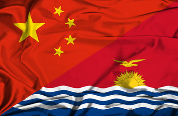 Waving flag of Kiribati and China