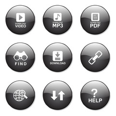 Multimedia Web Internet Black Vector Button Icon Design Set