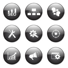 SEO Internet Sign Black Vector Button Icon Design Set 5