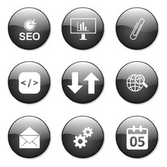 SEO Internet Sign Black Vector Button Icon Design Set 6