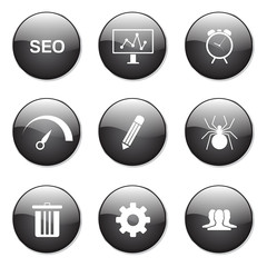 SEO Internet Sign Black Vector Button Icon Design Set 8