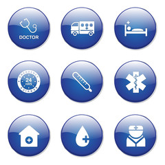 Hospital Health Blue Vector Button Icon Design Set 2