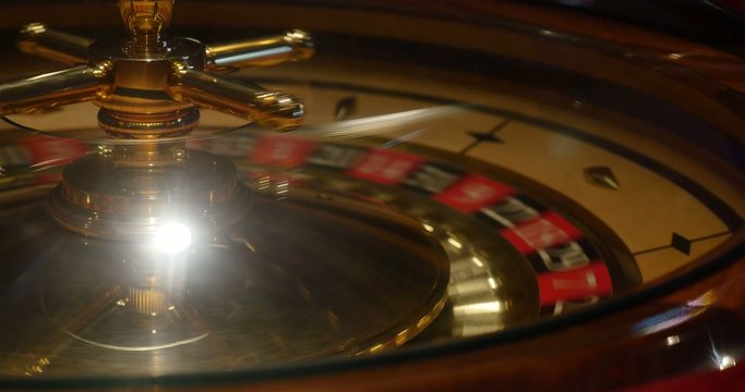 Close up shot of a casino roulette in motion