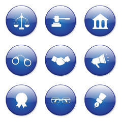 Law Sign Blue Vector Button Icon Design Set