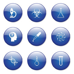 Science Instruments Blue Vector Button Icon Design Set