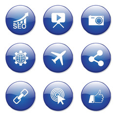 SEO Internet Sign Blue Vector Button Icon Design Set 1