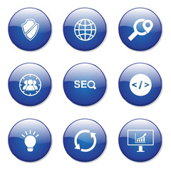 SEO Internet Sign Blue Vector Button Icon Design Set 2