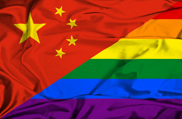 Waving flag of Pride and China