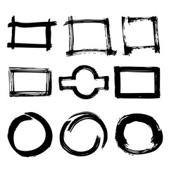 Set of grunge black and hand drawn frames