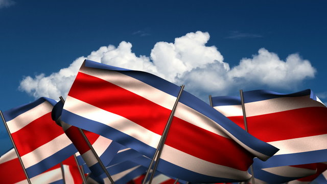 Waving Costa Rican Flags