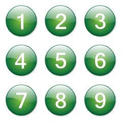 Numbers Counting Green Vector Button Icon Design Set
