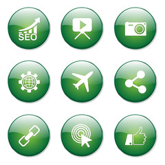 SEO Internet Sign Green Vector Button Icon Design Set 1
