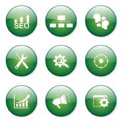 SEO Internet Sign Green Vector Button Icon Design Set 5