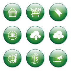 SEO Internet Sign Green Vector Button Icon Design Set 7