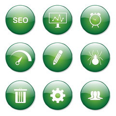 SEO Internet Sign Green Vector Button Icon Design Set 8