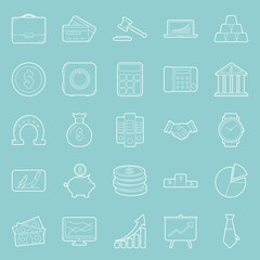 Bisiness and finance thin lines icons set