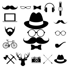 Hipster retro vintage elements icon set.
