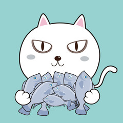Cat hold fish