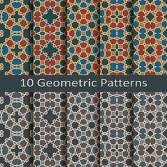 set of ten geometric patterns