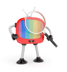 Tv robot with magnify glass