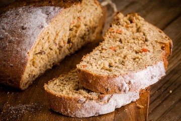 fresh rye bread closeup