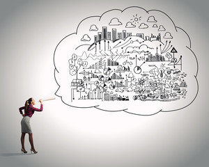 Woman announcing something