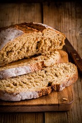 fresh rye bread closeup