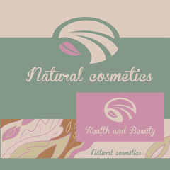 Vector logo natural cosmetics. Banner and badge. The color