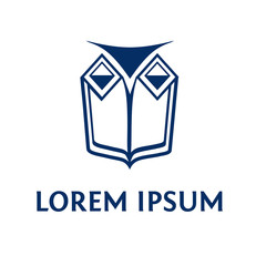 Vector logo with a picture of an owl, books and scales