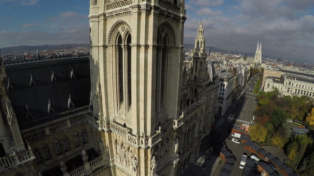 Aerial view on Rathaus (Town Hall) in Vienna.
