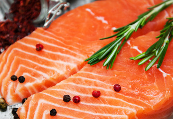 portions of fresh salmon fillet