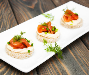 canape with salmon