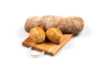 Various of bread on cutting board